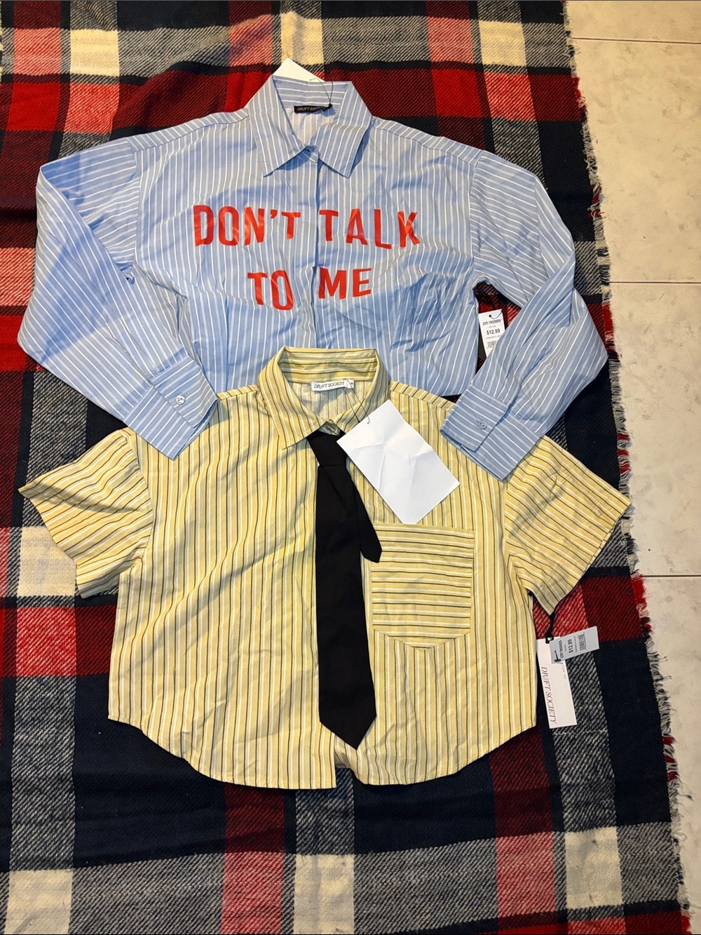 Striped Button-Down Shirt - Blue "Don't Talk To Me"